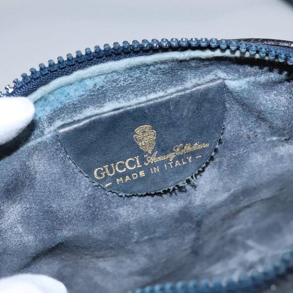 GUCCI GG Supreme Sherry Line Shoulder Bag PVC Leather Navy Red - Picture 14 of 15